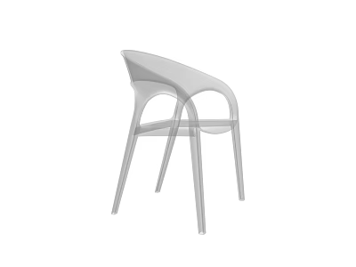 Transparent Modern Leisure Chair With Curved Armrests Sleek Design And Slim Legs Structure 3d model