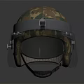 Camouflage Military Helmet With Metal Face Shield And Adjustable Strap