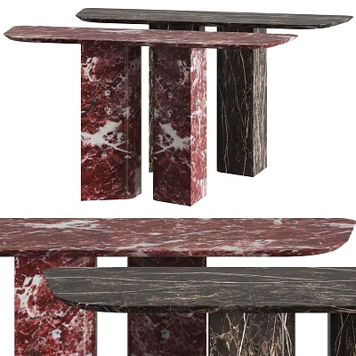Elegant Red And Black Marble Console Table With Smooth Tabletop And Structure 3d model