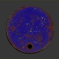 Rusty Blue And Red Barrel With Peeling Paint Texture On Gray Background