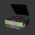 Black Retro Record Player Audio System With Open Lid Control Panel Knobs And Display Screen