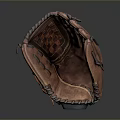 Brown Leather Baseball Glove With Checkerboard Pattern And Red Accent 3d model