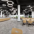 School Cafeteria Modern Design With Stylish Lighting And Seating 3d model