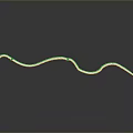 3D Rendered Green Snake With Yellow Segments And Orange Head And Reflection On Gray Background