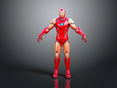 Highly Detailed Red Armor 3D Game Movie Character Featuring Shiny Chest Reactor 3d model