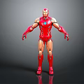 Highly Detailed Red Armor 3D Game Movie Character Featuring Shiny Chest Reactor
