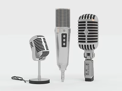 Vintage Microphones with Classic Retro Design and Various Stylish Models 3d model