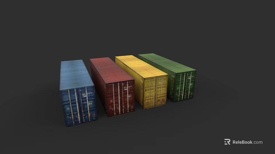 Colorful Shipping Container Building Featuring Blue Red Yellow Green Containers 3d model 