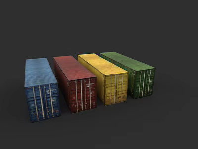 Colorful Shipping Container Building Featuring Blue Red Yellow Green Containers 3d model