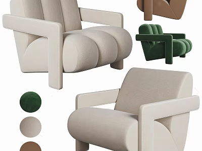 Modern Single Sofa With Beige Green Brown Upholstery And Comfortable Armrests For Home Decor 3d model