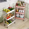 Multi Tiered Rolling Storage Racks For Kitchen Fruits Vegetables Condiments And Cookware 3d model