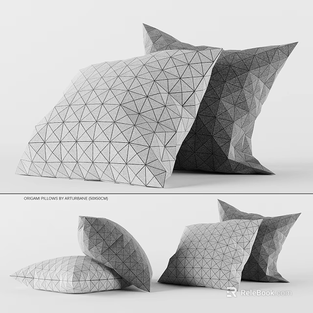 Origami Design Decorative Pillows With Geometric Patterns And Modern Style 3d model 