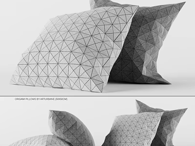 Origami Design Decorative Pillows With Geometric Patterns And Modern Style 3d model