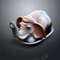 Ceramic Elephant Figurine With Detailed Ears Trunk And Ivory Decorative Sculpture