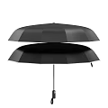 Black Automatic Umbrella With White Stripes And Orange Ribs For Daily Use