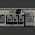 Industrial Equipment Control Panel with Multiple Gauges Buttons Digital Display and Metal Structure