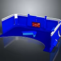 Colorful Cartoon Scene Featuring Blue Console With Red Screen And White Borders