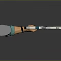 Futuristic Weapon With White Teal Design Held By Hand In Green Sleeve