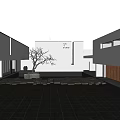 Modern villa courtyard atrium simple courtyard landscape sketch courtyard landscape courtyard 3d model