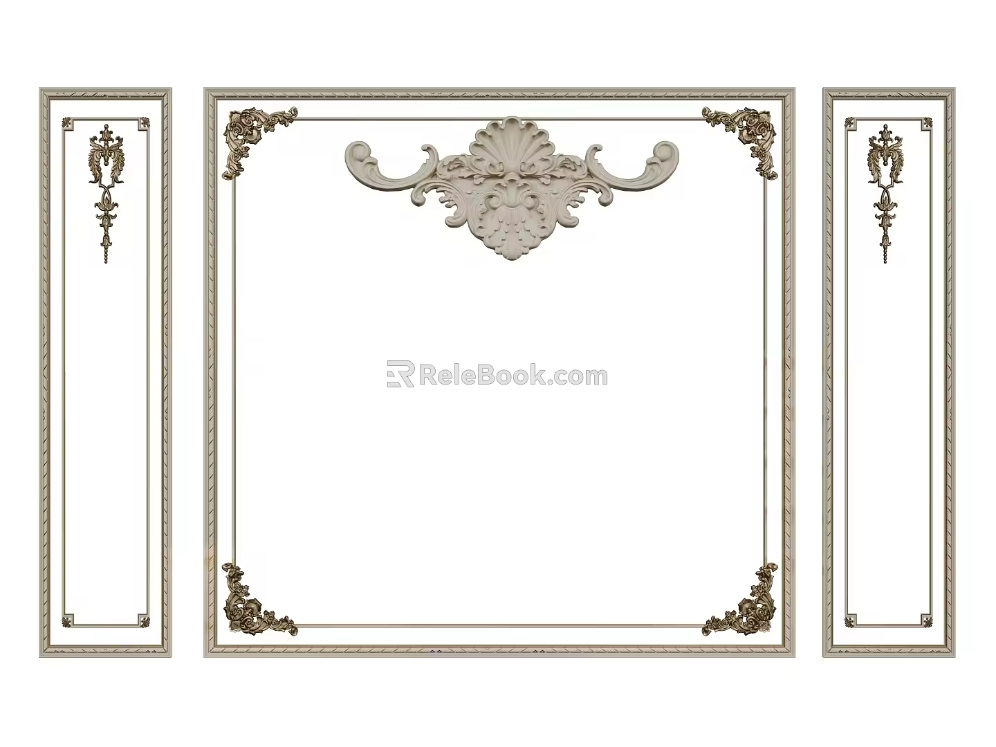 French line carved line component line plaster line 3d model