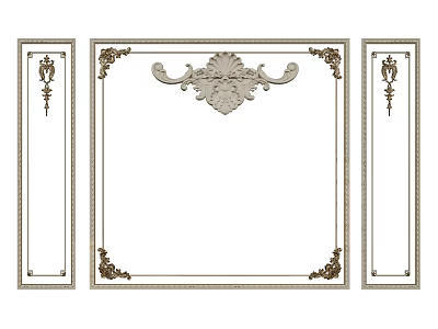 French line carved line component line plaster line 3d model