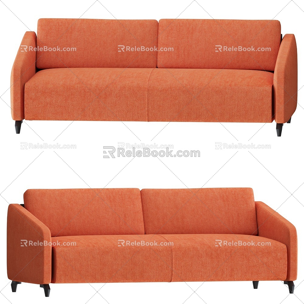 Geteborg orange red double sofa 18 3d model