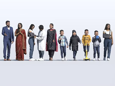 Diverse Group Of People From Various Ages And Professions Standing Together 3d model