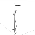 Contemporary Bathroom Shower Set With Rainfall Head Handheld Sprayer And Mounting Bracket 3d model