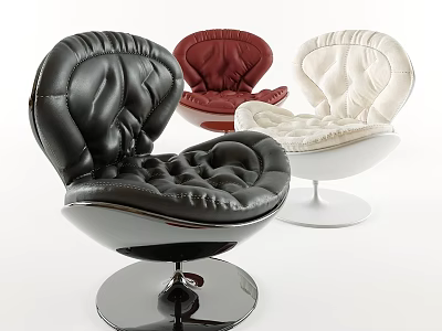 Modern Leisure Chairs With Black Red White Upholstery And Metal Base Design 3d model