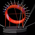 Modern Red Circular Stage Design with Surrounding Lights Steps and Platform 3d model