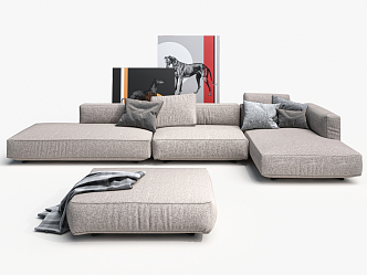 Modern Combination Sofa Coffee Table Combination 3d model