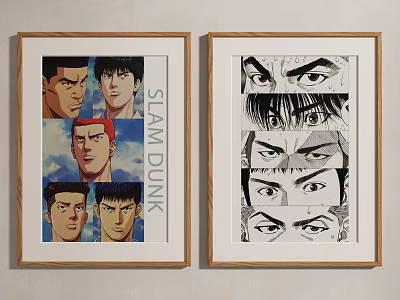Slam Dunk Anime Framed Posters With Character Faces And Eye Close Ups 3d model