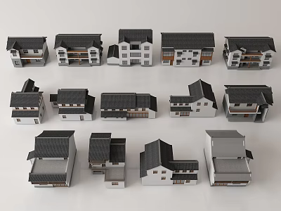 Various Chinese Style Architecture 3D Models With Different Roof And Structure Designs 3d model
