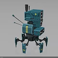 Teal Mechanical Robot Creature With Multiple Legs Antennas Detailed Panels And Sensors