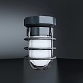 Industrial Style Wall Light With Metal Cage Silver Top And White Glow