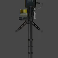 Tripod Mounted Multi Barrel Weapon Featuring Metal Frame And Cooling Grille 3d model