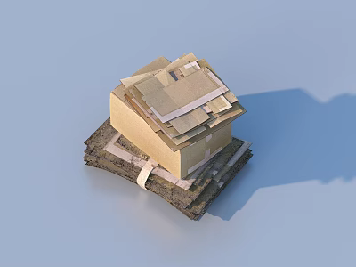 Practical Household Supplies Stacked Cardboard Boxes For Storage Secured With Tape 3d model