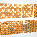 Orange Feature Wall With Geometric Perforated Patterns And Woven Texture Design 3d model