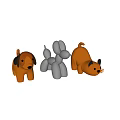 Cute Plastic Animal Toys Including Brown Dog Gray Balloon Dog And Orange Cat