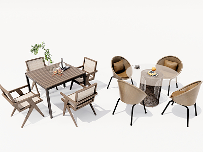 Modern Outdoor Table and Chair Outdoor Table and Chair Casual Table and Chair Combination Rattan Chair model