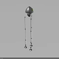Silver Robot With Green Eye And Long Slender Legs Standing On Dark Surface