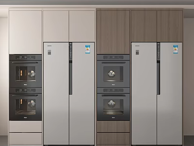 Modern Kitchen Interior Featuring Built in Ovens Refrigerators And Sleek Appliances 3d model