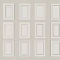 White Cabinet Doors Neatly Arranged On Light Colored Background Wall 3d model