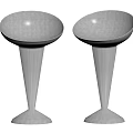 Two Modern Bar Stools with Unique Conical Base and Dark Sleek Surface Design 3d model