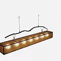 Modern Minimalist Fabric Chandelier With Rectangular Shade And Branch Like Metal Structure 3d model