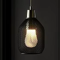Modern Black Pendant Light With Honeycomb Mesh Design Metallic Finish And Illuminated Bulb