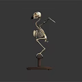 Anatomical Bird Skeleton 3D Model Display On Wooden Base Stand Structure 3d model