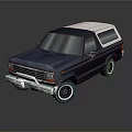 Blue Vintage SUV With Chrome Grille Roof Rack And Black Wheels