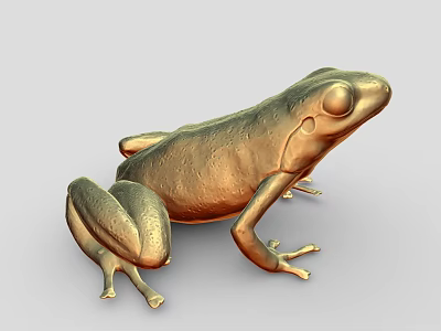 Golden Frog Sculpture with Metallic Shiny Texture and Detailed Physical Features 3d model