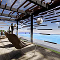 Modern Detached Villa With Wooden Structure Open Balcony Stone Steps And Greenery